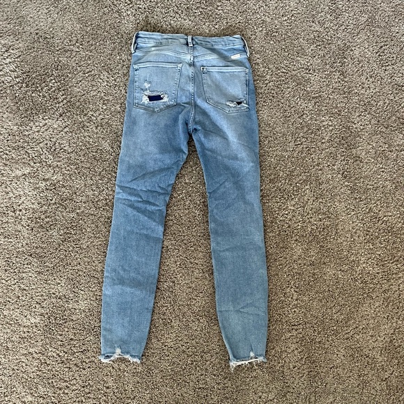 AMERICAN EAGLE Super Skinny Blue Denim Jeans with holes - Picture 2 of 2